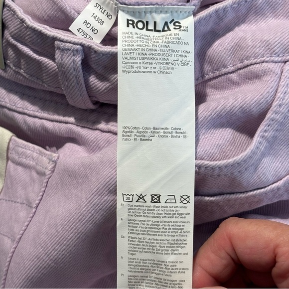 ROLLA’S Sz 28 Jeans Original High Rise Straight Tie Dye Lavender NEW WITH TAGS - Picture 11 of 12